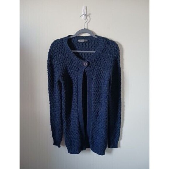 Ashley Premium By 26 International Knit Cardigan Button Front Blue Size L - Picture 1 of 5